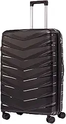 Mala Grande De Viagem 32Kg Polipropileno 8 Rodas 360 Giratória Para Despachar Rígida Leve Tamanho G Viajem Internacional Resistente (PRETO, GRANDE)