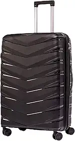 Mala Grande De Viagem 32Kg Polipropileno 8 Rodas 360 Giratória Para Despachar Rígida Leve Tamanho G Viajem Internacional Resistente (PRETO, GRANDE)