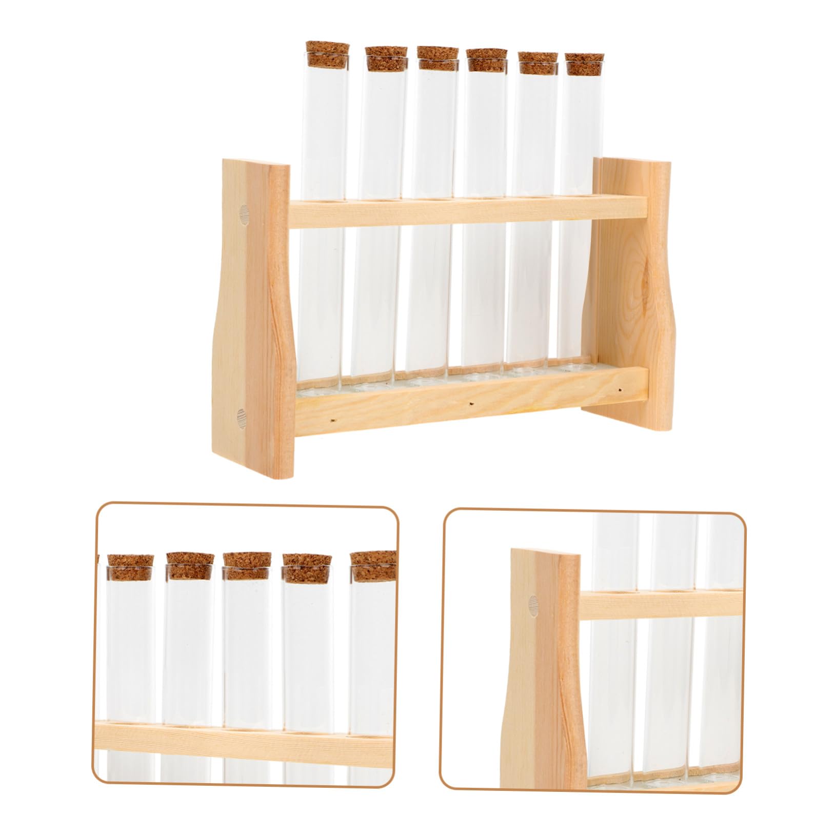 MAGICLULU Supporto per Provette in Legno e Vetro, Resistente alla Corrosione, per Bottiglie di Olio Essenziale e Provette, per Laboratorio e Scuola