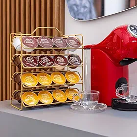 Suporte Cápsulas de Café 32 unidades Porta Reforçado Preto Dourado Organizador (Dourado)