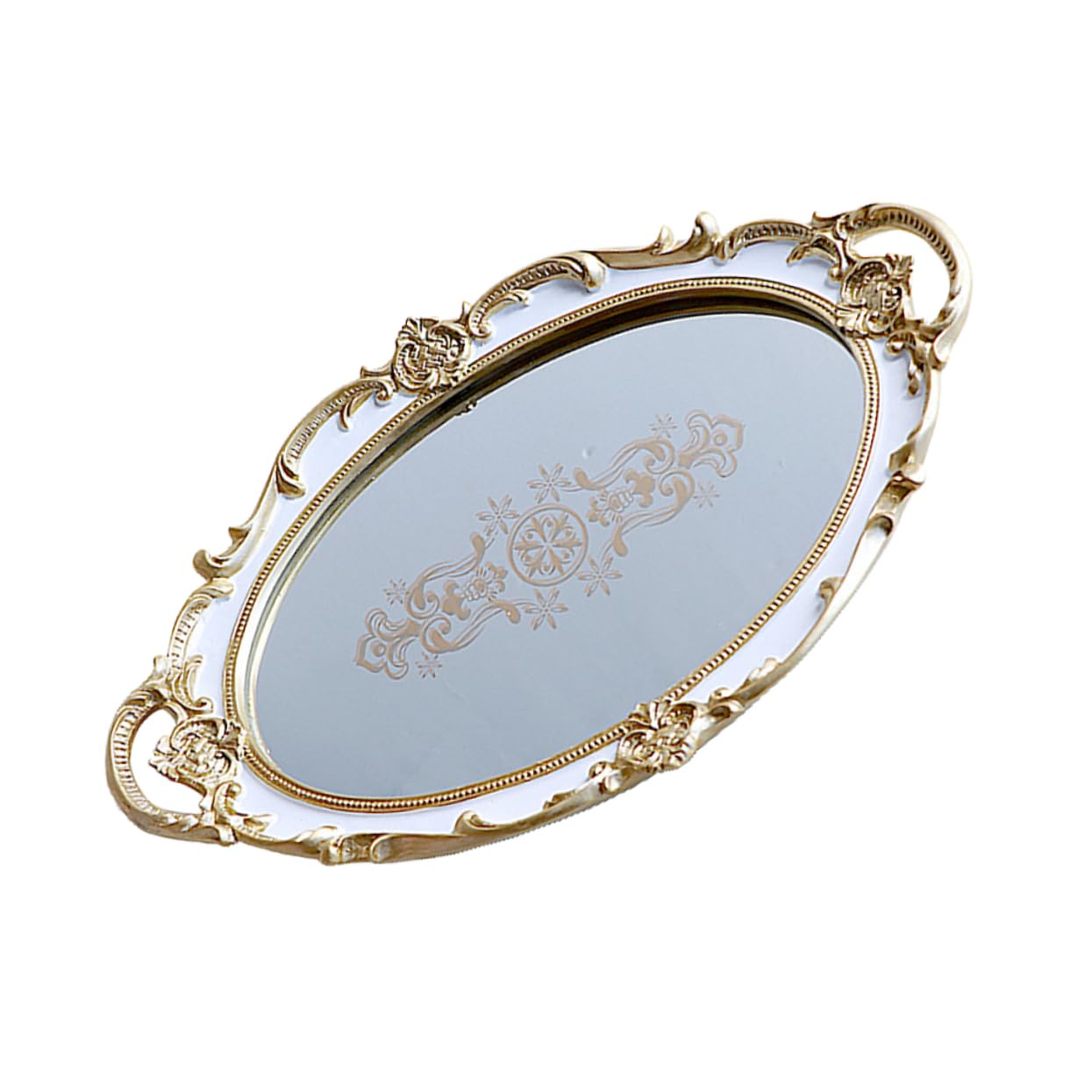 IMIKEYA vassoio ovale vassoio per piccoli oggetti porta profumo a specchio piatto di gioielli comodini bedside table mirror piatto per riporre la collana