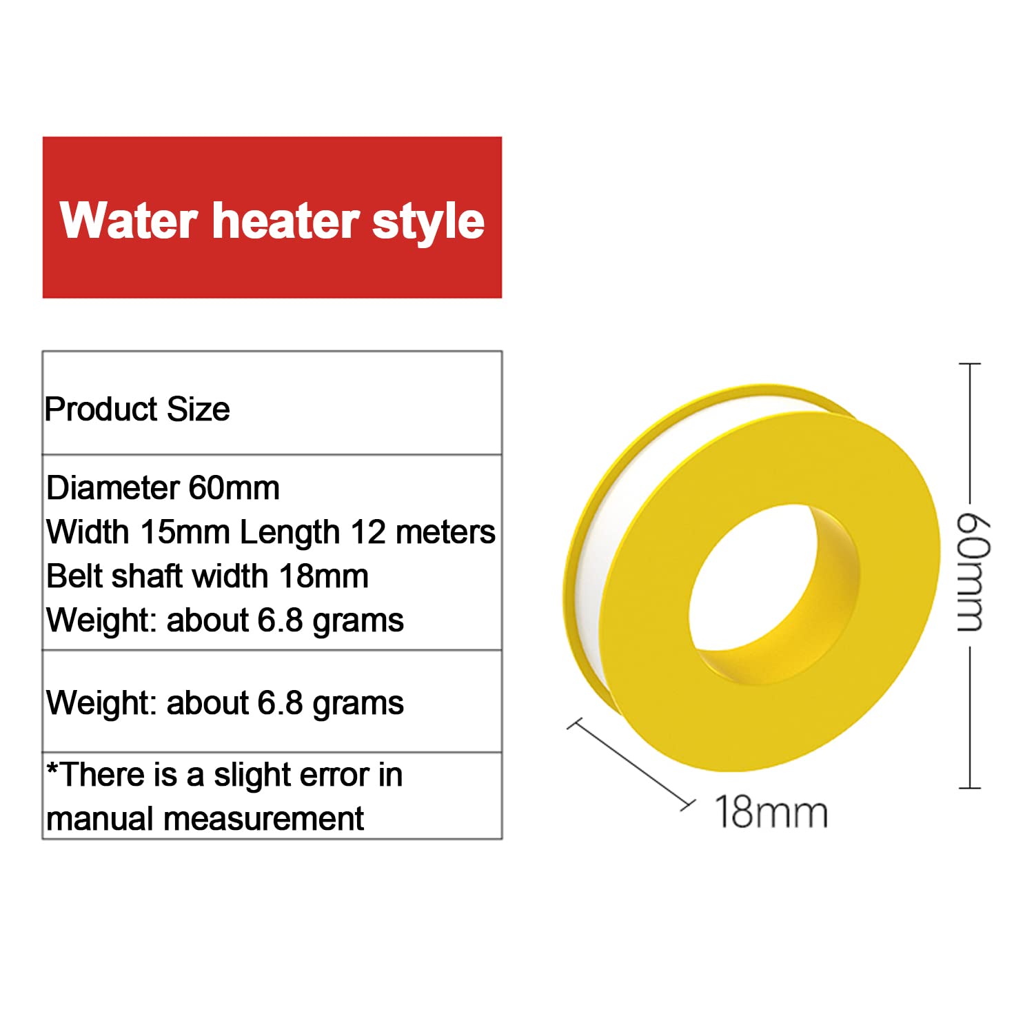 Ruban téflon, Ruban de plomberie Ruban d'étanchéité PTFE Largeur 20 mm Longueur 15 m Convient pour(100 rolls)