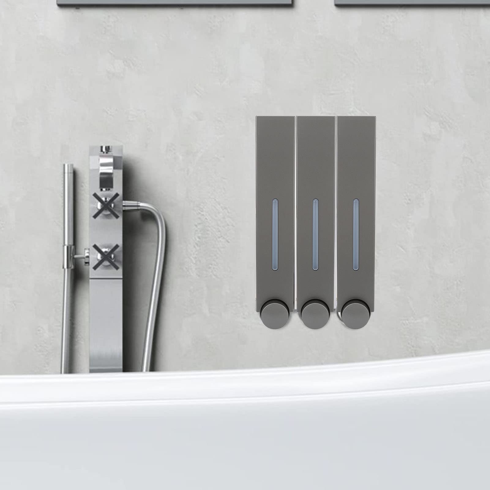 Tissting Dispenser Sapone Manuale 420 ml - Distributore a Parete per Bagno, Cucina, Hotel, Senza Trapano, Montaggio Facile, Design Compatto, Ampia Applicazione in Ambienti Diversi