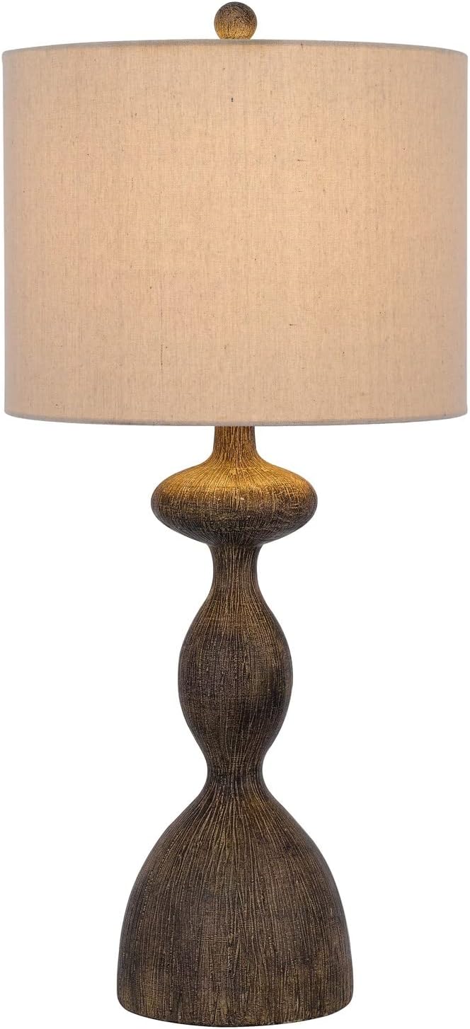 Nampa 24.5" Faux Wood Resin Table Lamp Set with Drum Shades