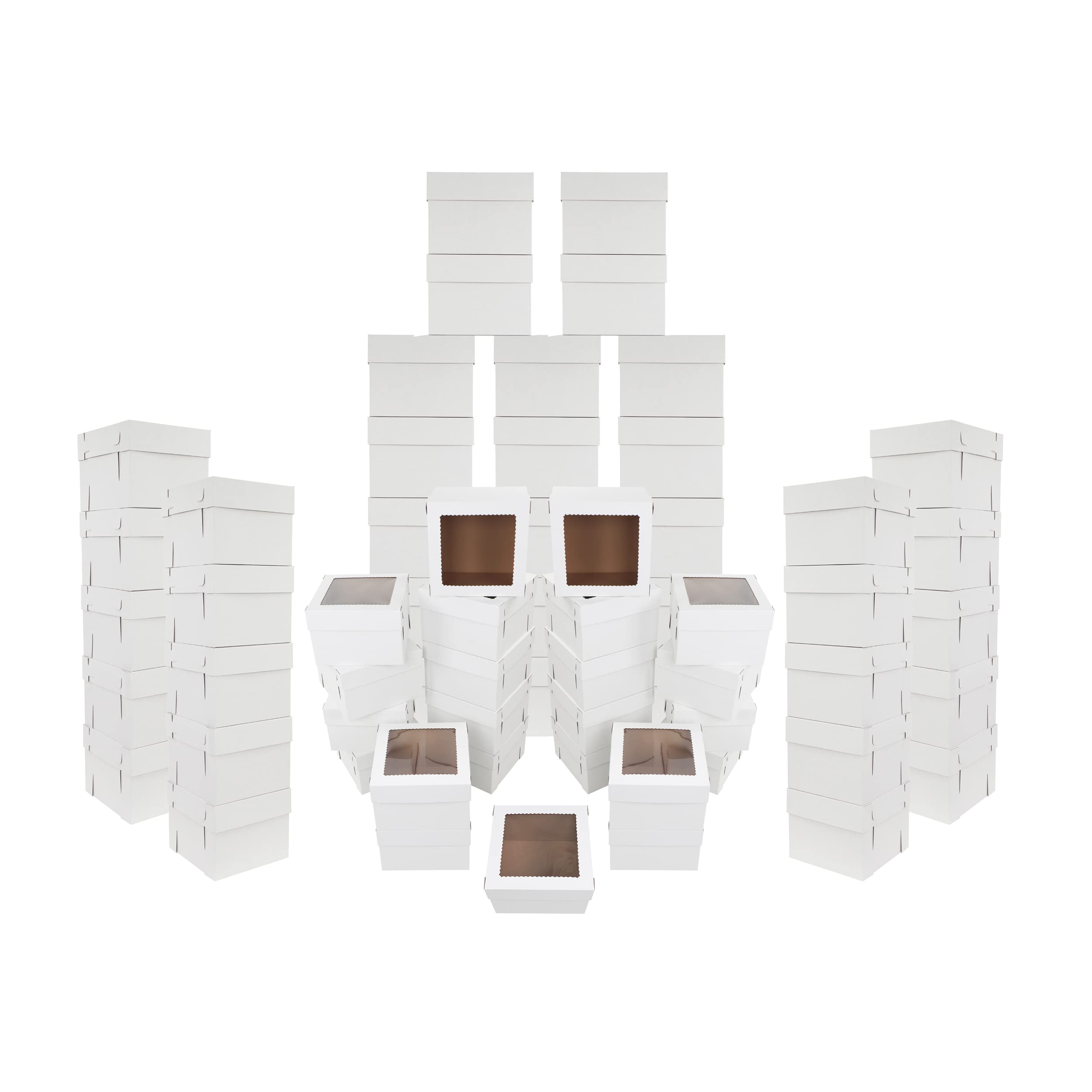 Buy Spec101 Bulk White Cake Boxes with Windows 60pk 10x10x8in Square