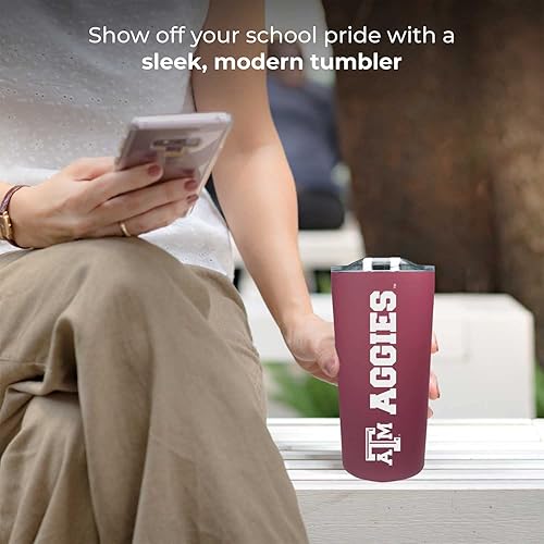 Miniatura 2 de Campus Colors NCAA - Vaso aislado de acero inoxidable de doble pared, con tapa deslizante (Texas A&M Aggies, granate, 18 onzas)