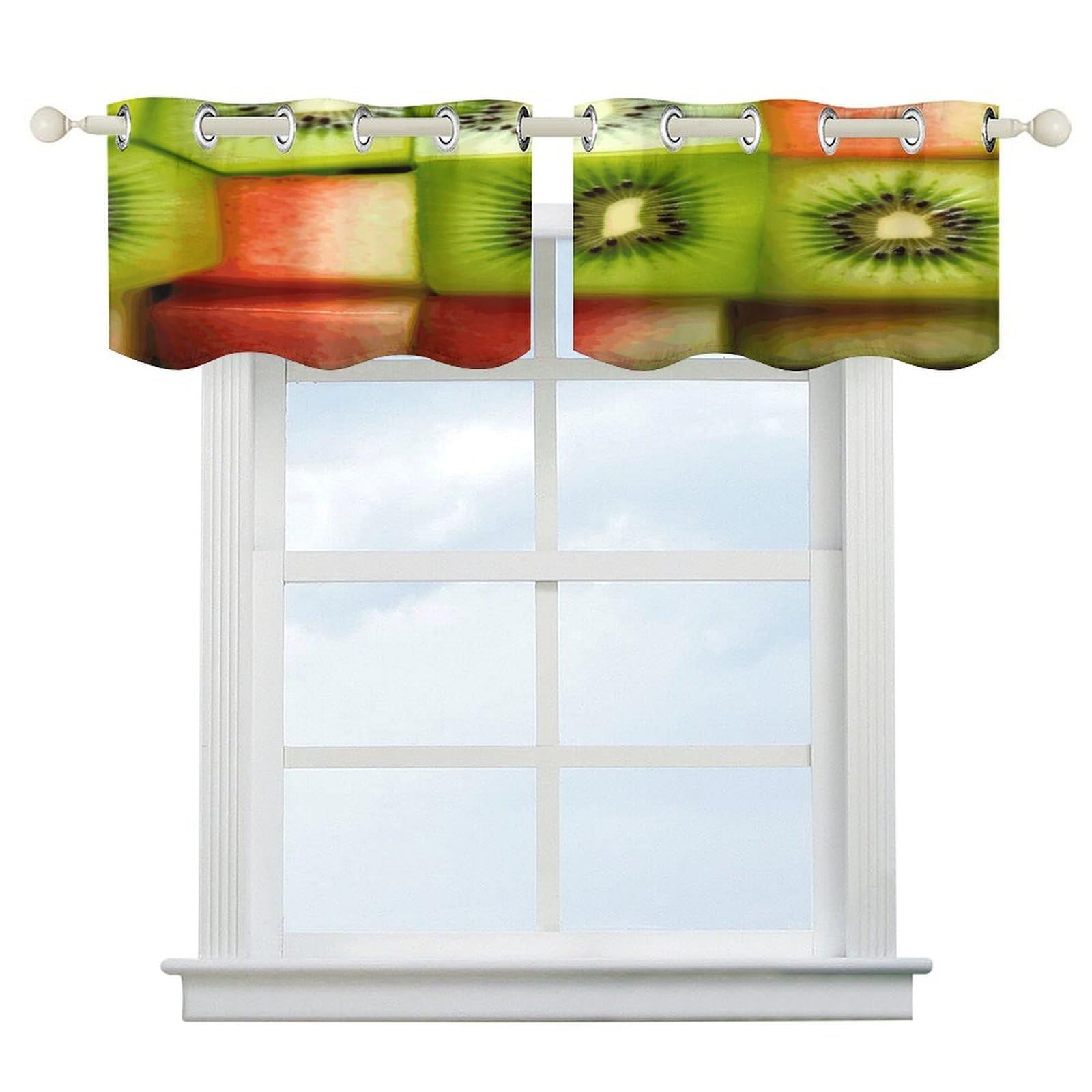 Fekiloot Style Kiwi Watermelon Short Curtains Valance Curtain