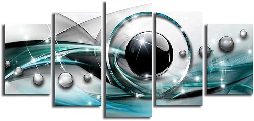 Miniatura 2 de AWLXPHY Decor Lienzo abstracto para pared, pintura enmarcada azul y negra, para decoración de sala de estar, línea circular simple y moderna,