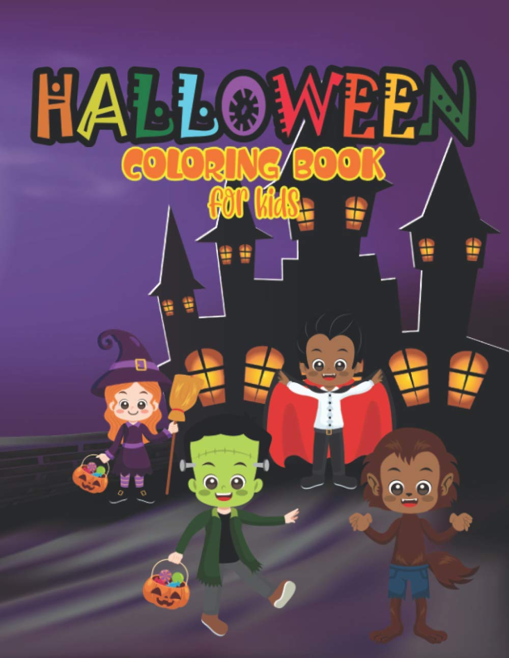 HALLOWEEN COLORING BOOK FOR KIDS: 60 Images with Spooky Characters for kids 3+ and adults