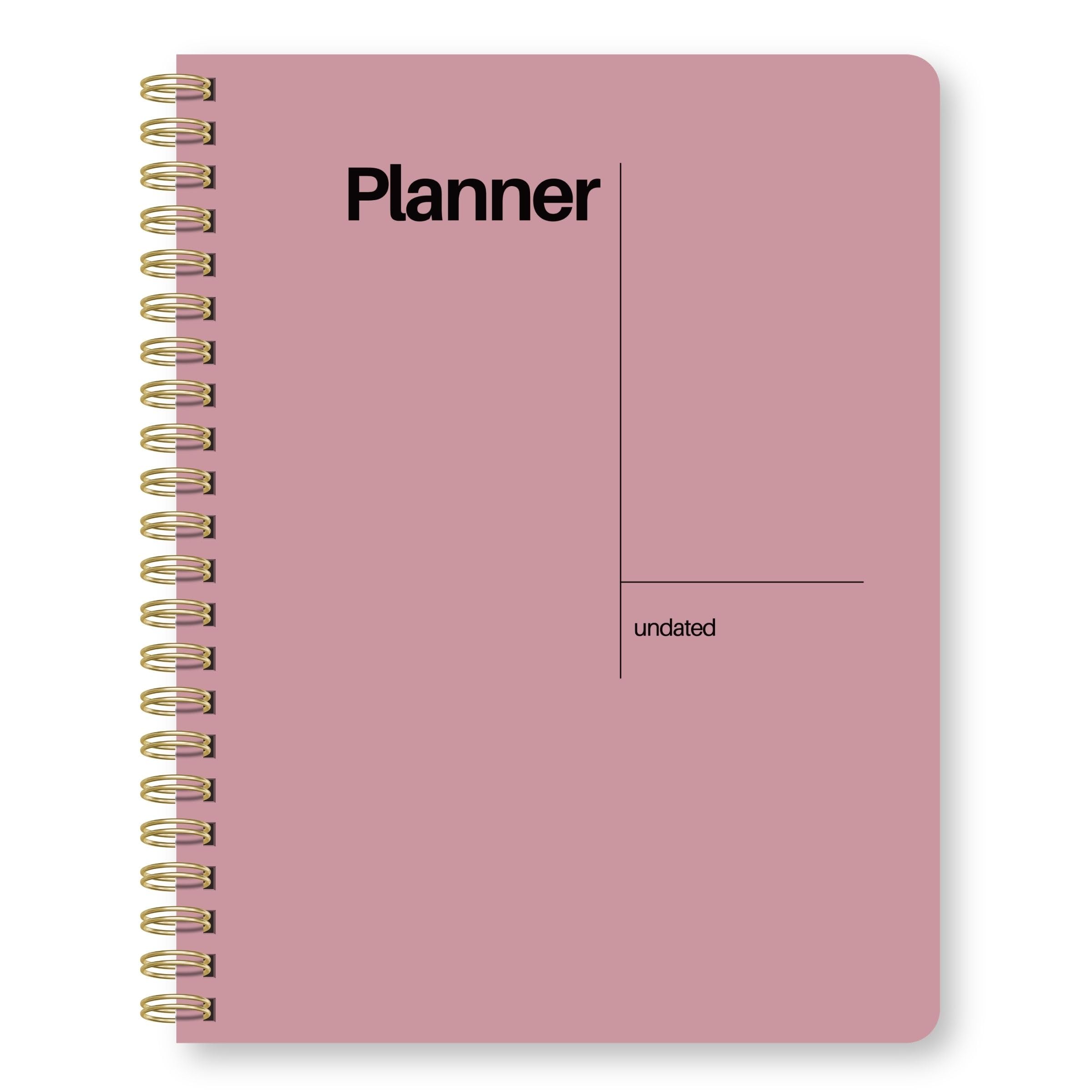 Planificateur hebdomadaire non daté, 21,6 x 27,9 cm – Disposition du tableau de bord avec examen annuel, calendriers mensuels et liste de choses à faire hebdomadaires, organiseur à spirales pour le