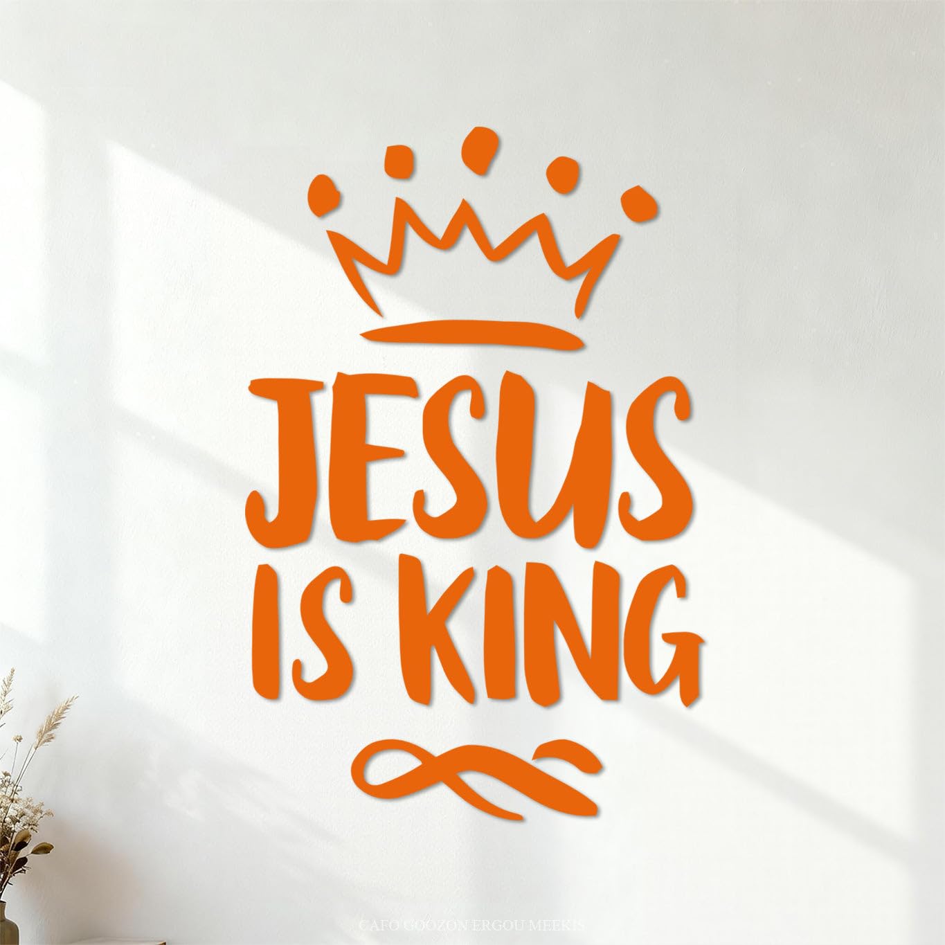 Fine Carving Decals Jesus is King 64x96.7cm Do not Damage the wall Surface Orange