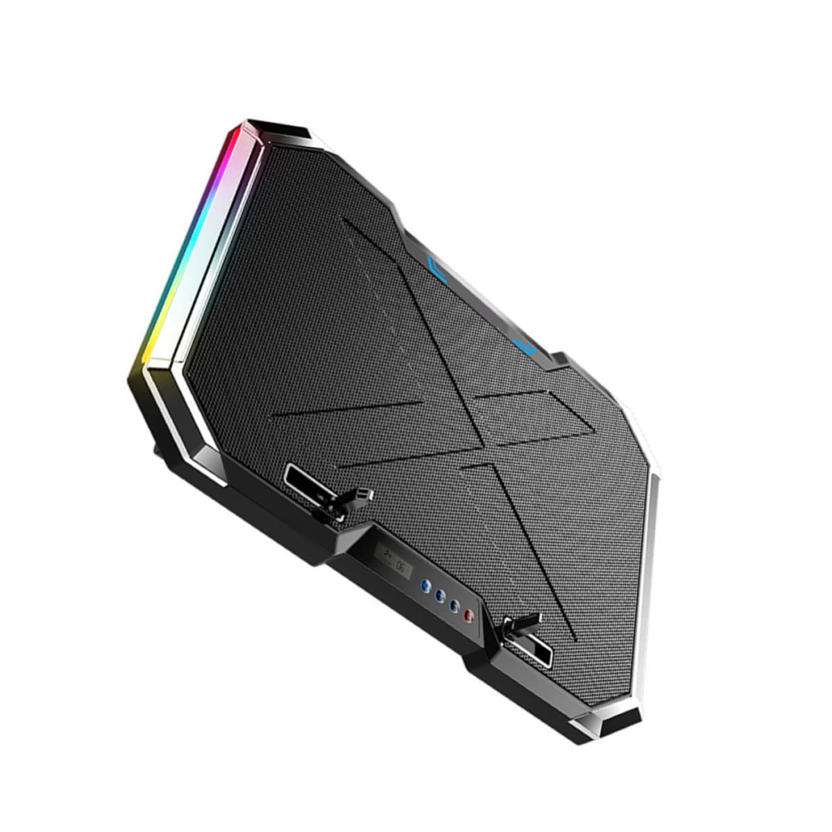 HOMSFOU USB Laptop Kühler mit RGB Beleuchtung Höhenverstellbarer Gaming Laptop Kühlständer aus Legierung mit Großem Lüfter und 7 Winkel Verstellung für Leises Arbeiten