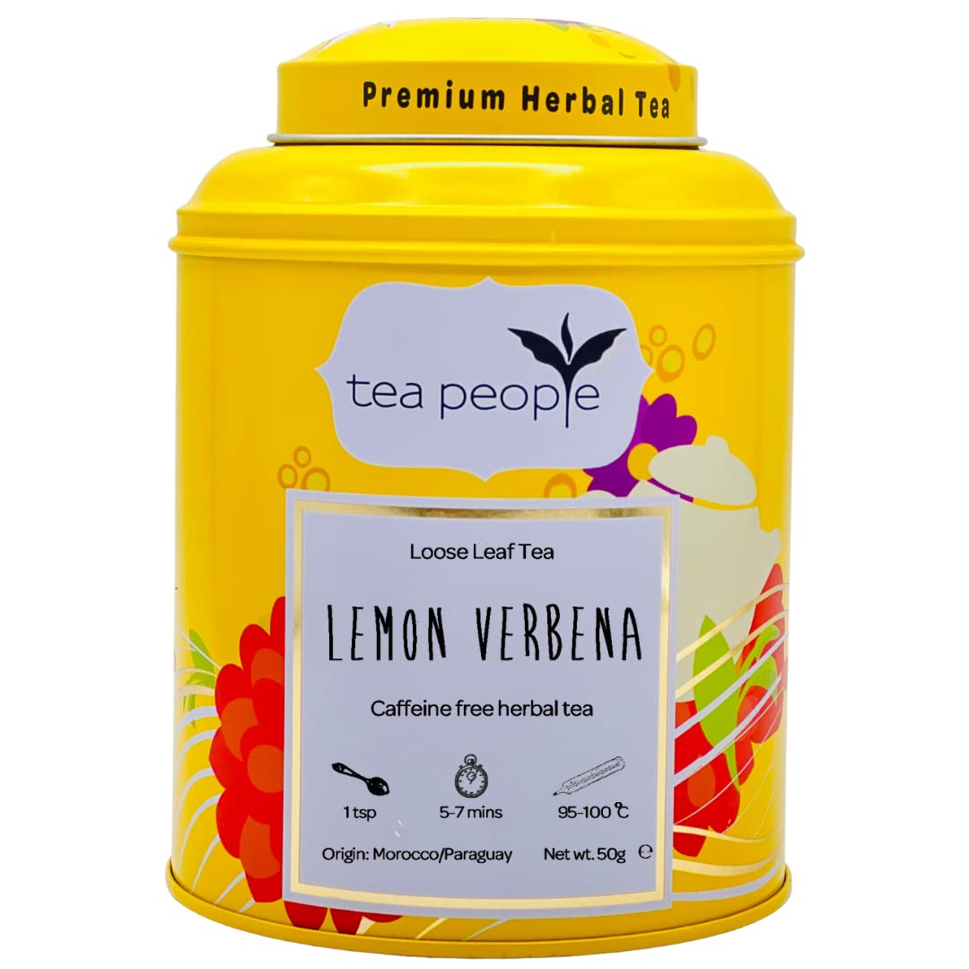 Tea People Lemon Verbena – 30g Tin Caddy (30 cups) – Caffeine Free Herbal Tea - 100% Natural Whole Leaves