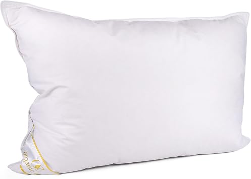 Wool Pillow 100% Cotton Cover, Breathable & Temperature Regulating Bed Pillow, Natural Sheep Wool Fill, Hypoallergenic Sleeping Pillow King U.S. Standard, Medium, Duck Down