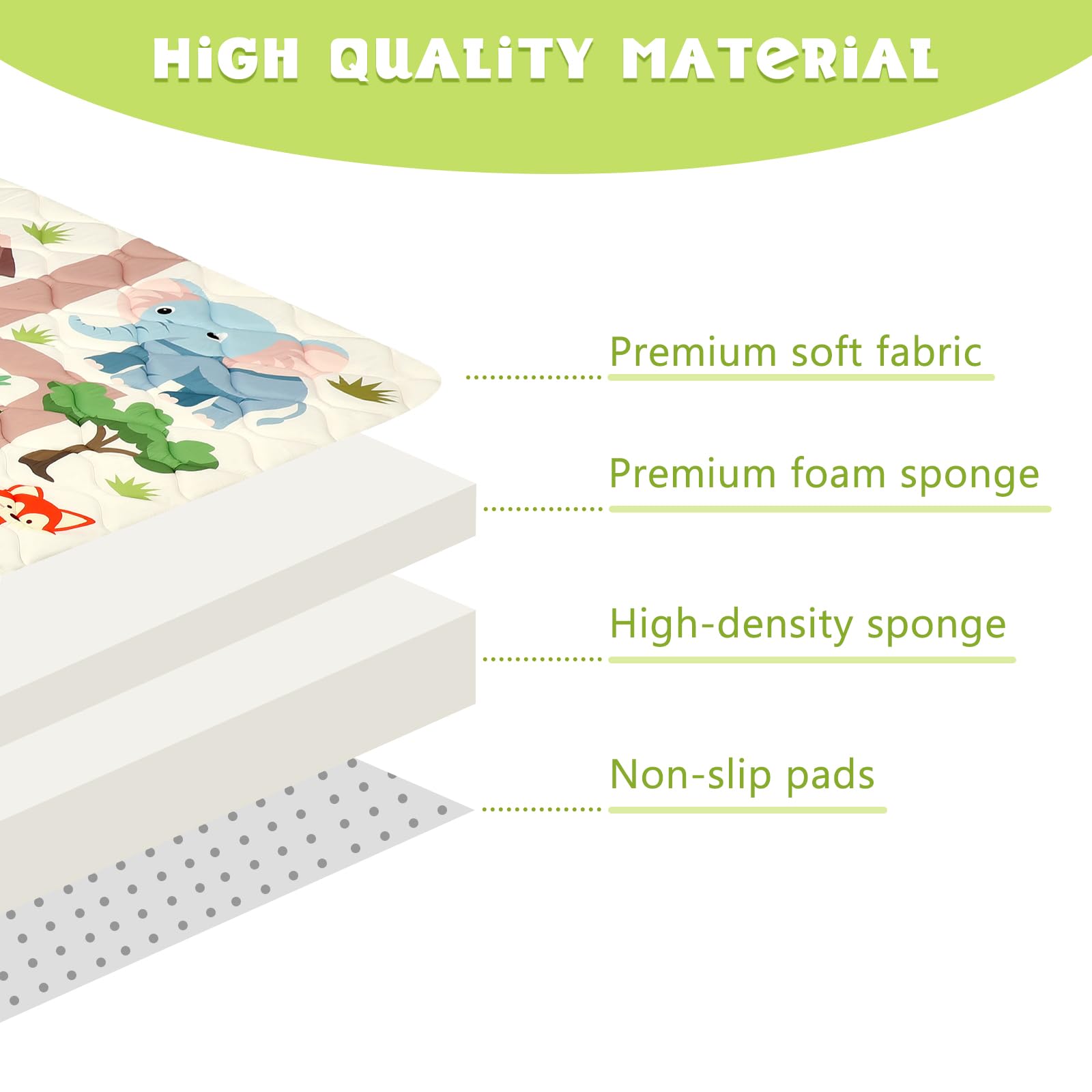 decalsweet speelmat baby 150×180cm met antislip, extra dikke 2cm zachte kruipmat baby, opvouwbare kruipmat voor baby kruipdeken voor kinderkamer binnen buiten hek (straat dierentuin
