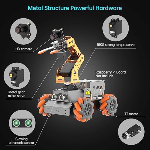 Miniatura 6 de HIWONDER 5DOF AI Vision Brazo robótico alimentado por Raspberry Pi Brazo robótico inteligente Mecanum Wheel Chassis Robot Car Kit DIY Robot para