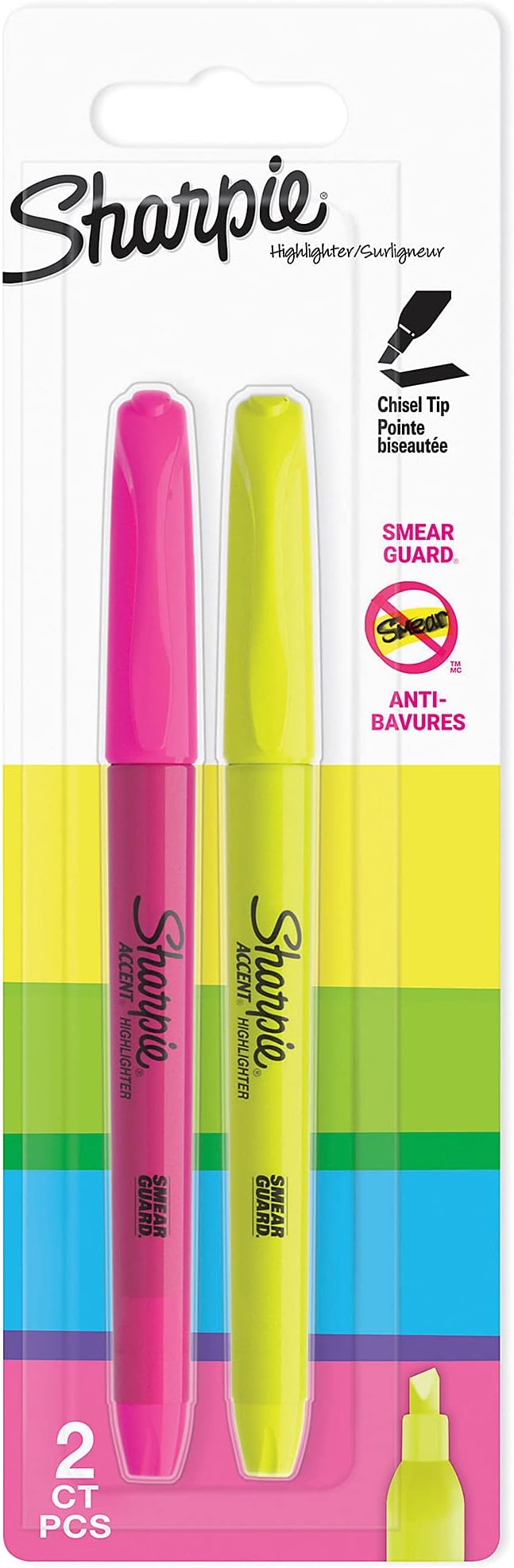 Pocket Highlighters | Chisel Tip | Assorted Fluorescent | 2 Count