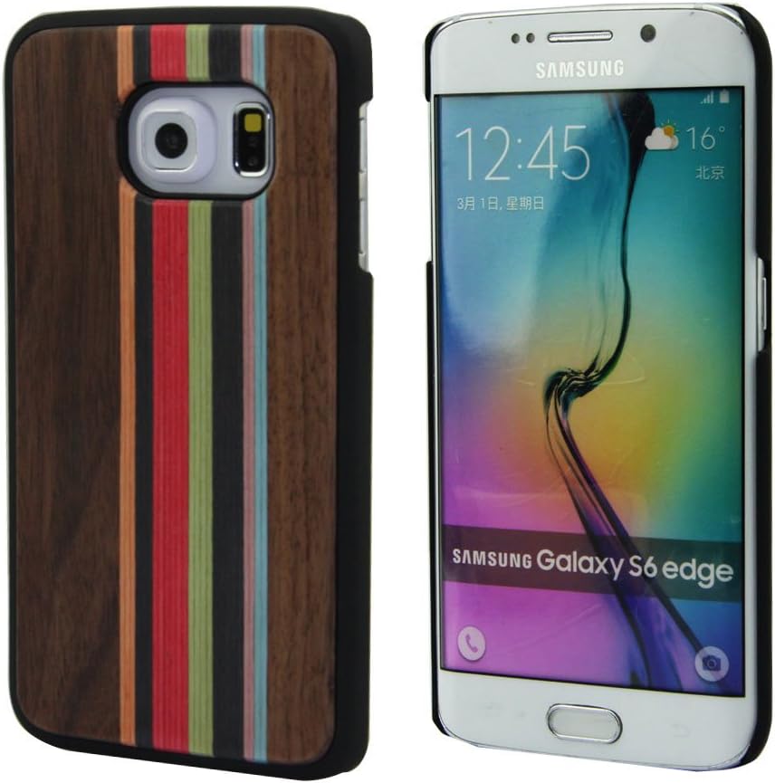 Galaxy S6 Edge Case Wood, Unique Real Wooden Bumper Fits Samsung Galaxy S6 Edge