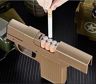 Forma de arma de isqueiro a jato, porta-caixa para 10 cigarros comuns, isqueiro à prova de vento recarregável com combustível butano com estojo porta-juntas, isqueiros legais para cachimbo