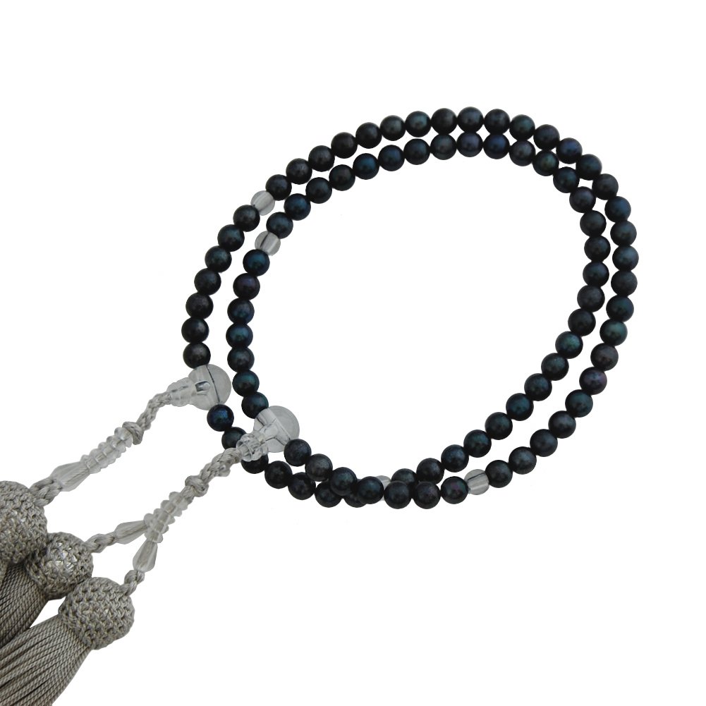 Amazon | ［enyapearl］ あこや 黒真珠 本連数珠 二輪 数珠 6mm 女性用