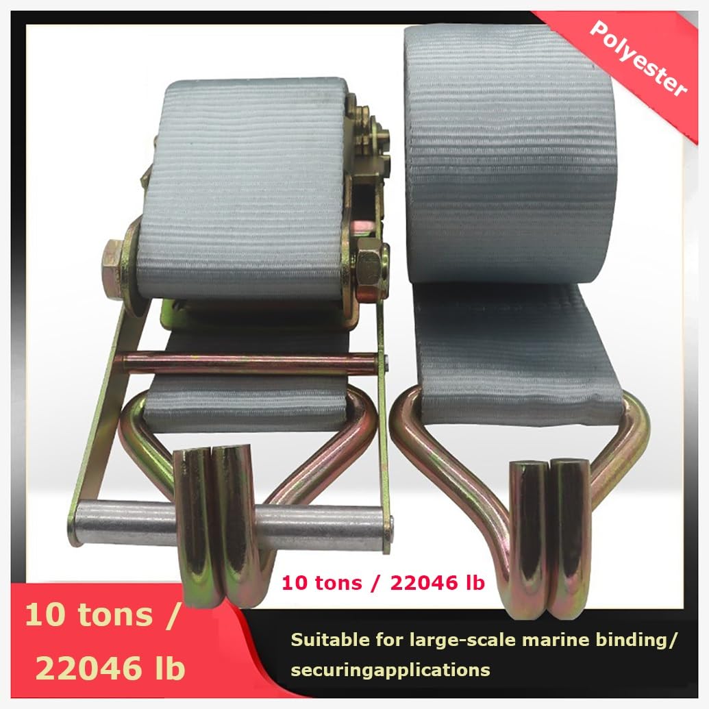 Paquete de de trinquete de Resistentes de, Correas de Amarre con Doble Gancho en J, Resistencia a la, Correas de trinquete de Carga para camión,(10m/394in)