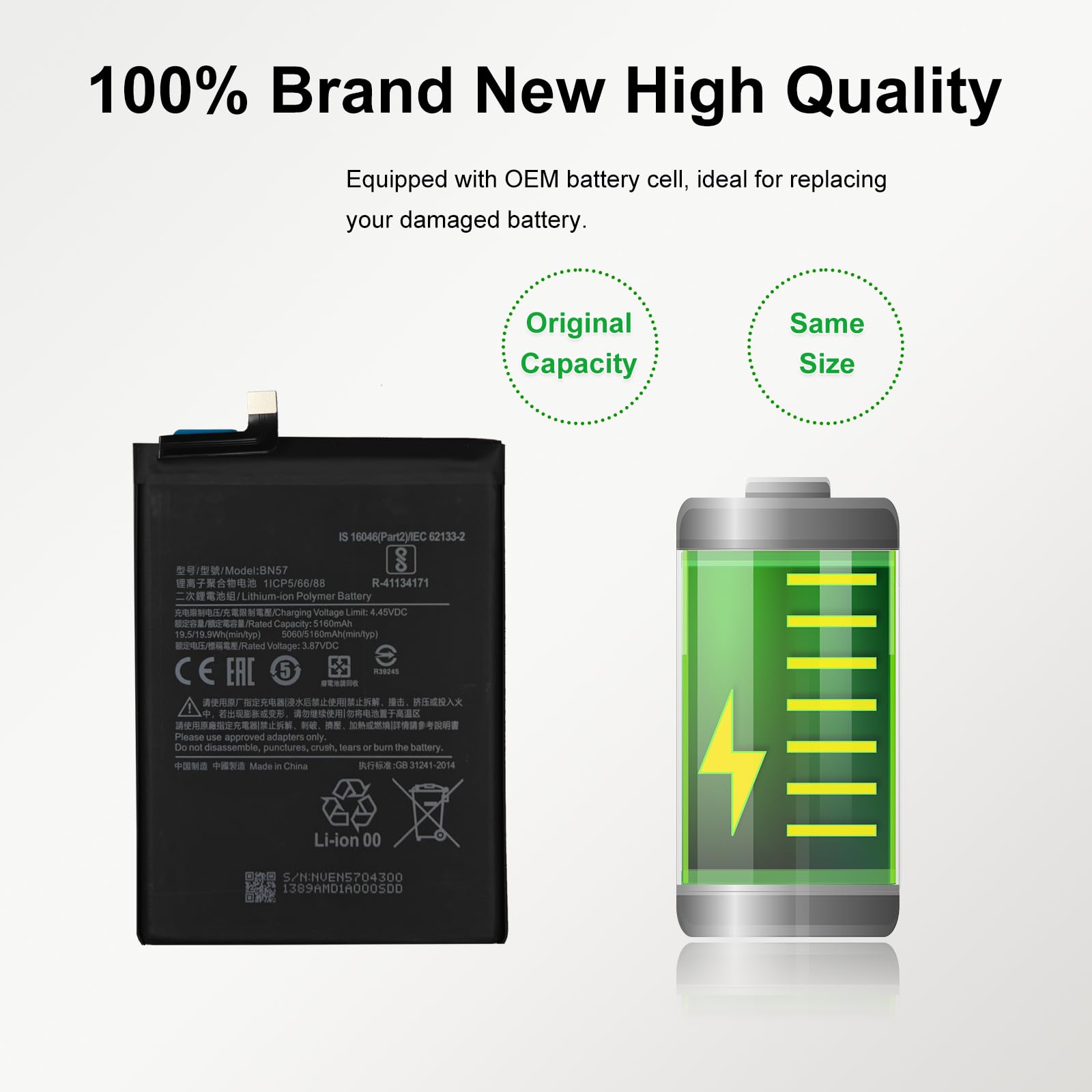 Batterie Remplacement BN57 Pour Xiaomi Poco X3 NFC – Compatible M2007J20CG / M2007J20CT + Kit Outils