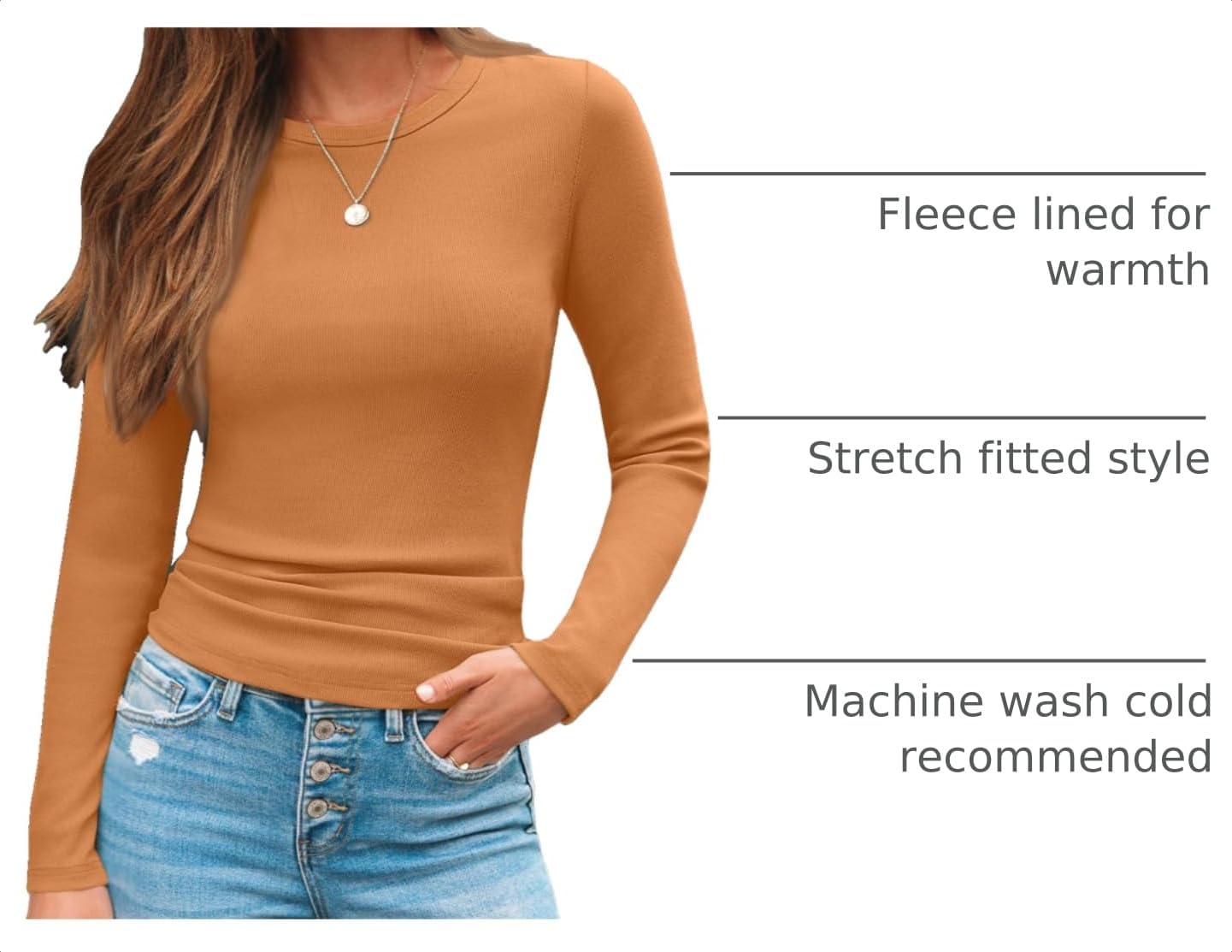  Women's Ribbed Long Sleeve Shirts Basic Top For Fall Work & Casual thumbnail
