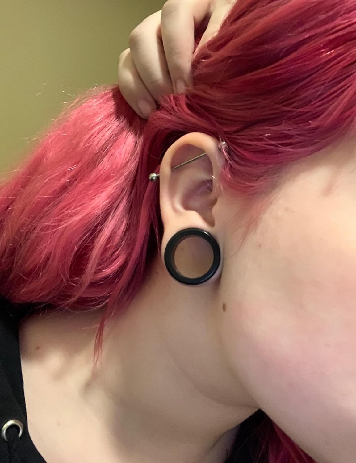 6G-50mm Acrylic Thin Black Gauges for Ear lightweight Tunnels Black Double Flared Ear Flesh Plugs Tunnels Earrings for Women Men