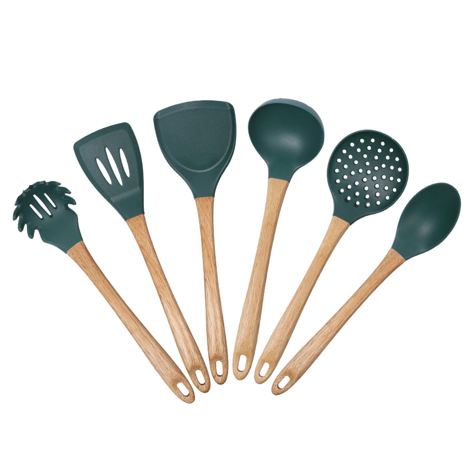 8 Teiliges Küchenhelfer Set, Silikon Kochutensilien Kochbesteck Set, Hitzebeständiger Kochgeschirr, Antihaft Kochset Küchenutensilien, Spülmaschinenfest,Dark Green