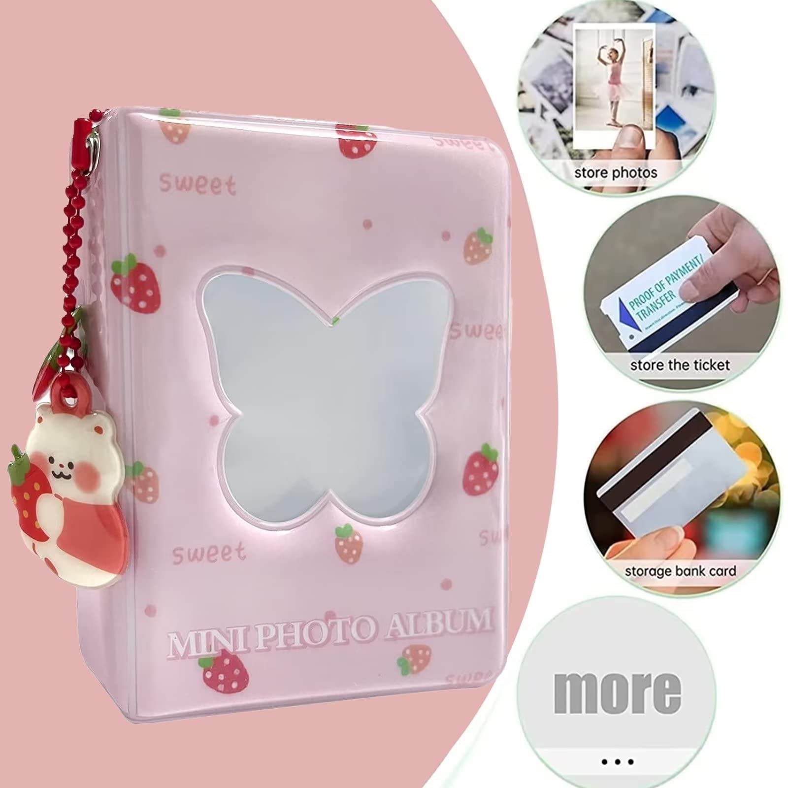 Porte-cartes Papillon Noir - Transparent Avec Corde à Ressort - Pour Photocard Kpop, Cartes D’accès, Badges - Classeur Compact