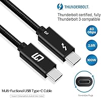 Vista 2 de Cable Thunderbolt 3 USB C a C súper velocidad, transferencia de datos de 40 Gbps y salida de video 4K, cable de carga rápida tipo C a C, cable