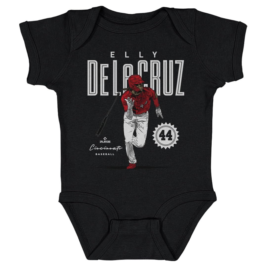 500 LEVEL Elly De La Cruz Baby Infant One Piece Bodysuit (18M, Black) - Elly De La Cruz Cincinnati Card WHT