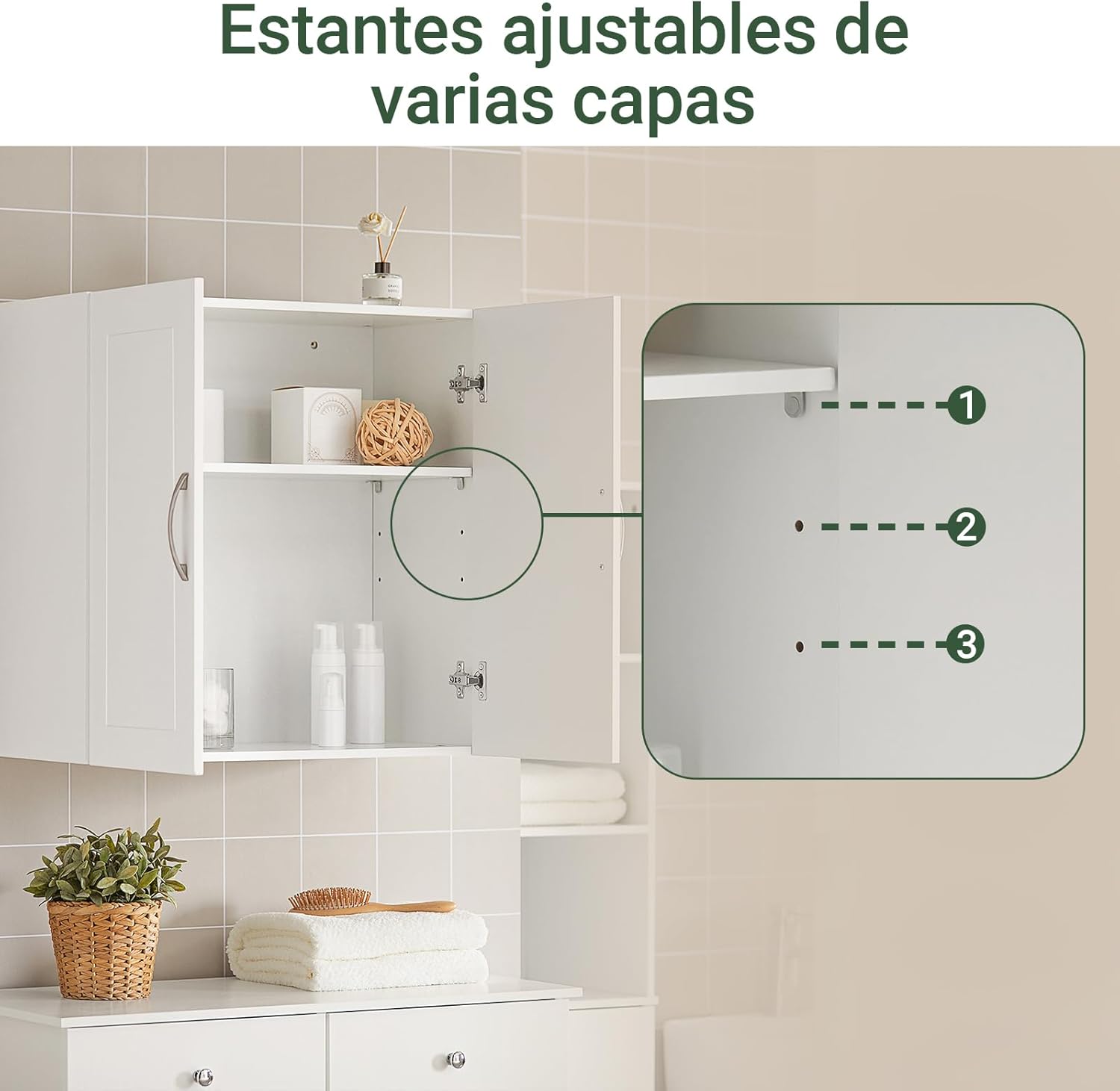 Haotian Wall Cabinet Laundry Room, Medicine Cabinet for Bathroom Kitchen Garage, Wall Storage Cabinet with Adjustable Shelf, White FRG231-W