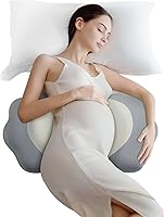 Vista 18 de Almohadas de embarazo para dormir, almohada de espuma viscoelástica para maternidad con soporte para la espalda, el vientre y las caderas, almohada