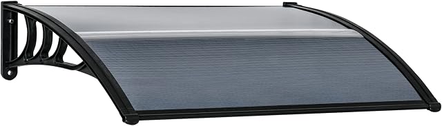 Outsunny Door Canopy Awning Outdoor Window Rain Shelter Cover for Front/Back Door Porch Black 100 x 75cm
