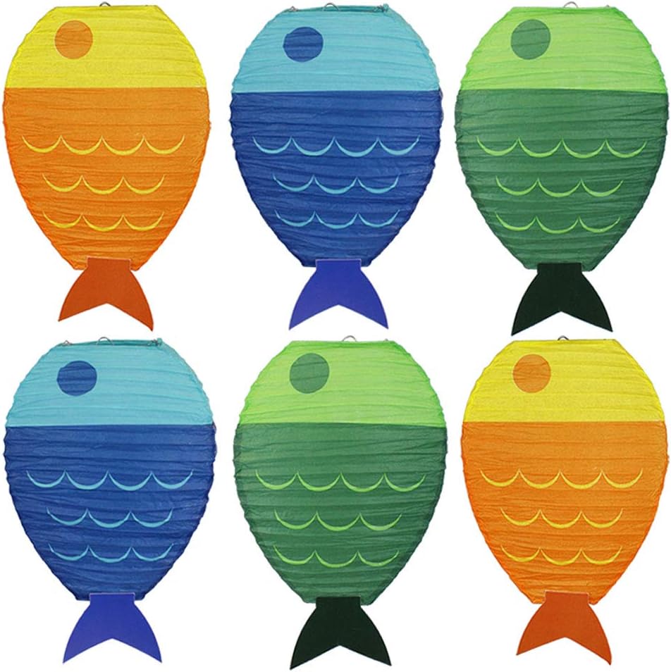 Just Artifacts Assorted Fish Shaped Hanging Paper Lanterns (Size: 6pc)