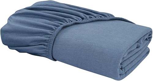 Miniatura 10 de DELANNA Juego de sábanas de punto de jersey suave, transpirable, tejido de camiseta rico en algodón (lila, matrimonial)