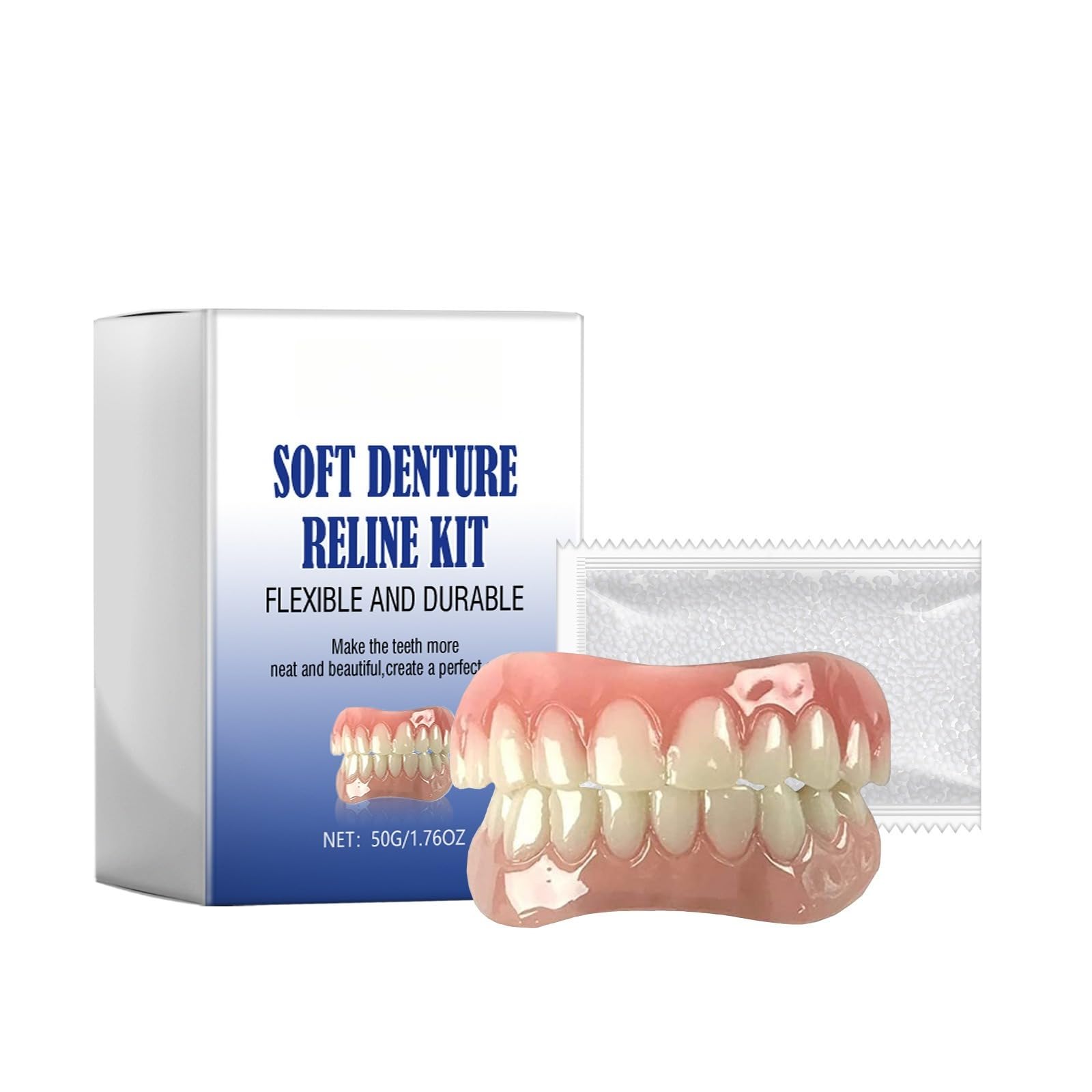 Rapid Smile Denture Reline Kit Upper Lower Dentures Set Rapid Smile Moldable False Teeth Easy Installation Durable Fit