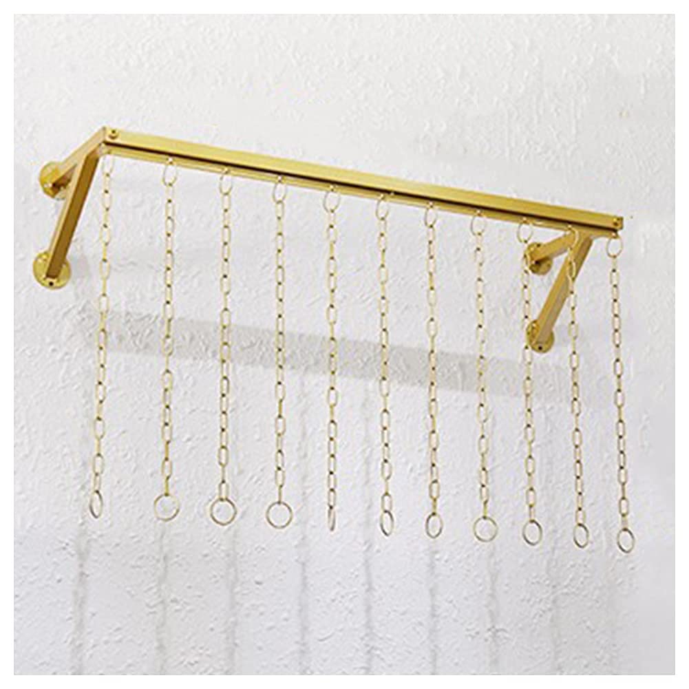 JKJZSALJ Clothing Rail,Wall-Mounted Hangers Heavy Metal Clothing Display Racks Commercial Ceiling Garment Rack Clothes Rails In Retail Stores,Gold,b