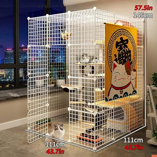 Parc pour chat en métal avec hamac cage intérieure modulable pour chatons