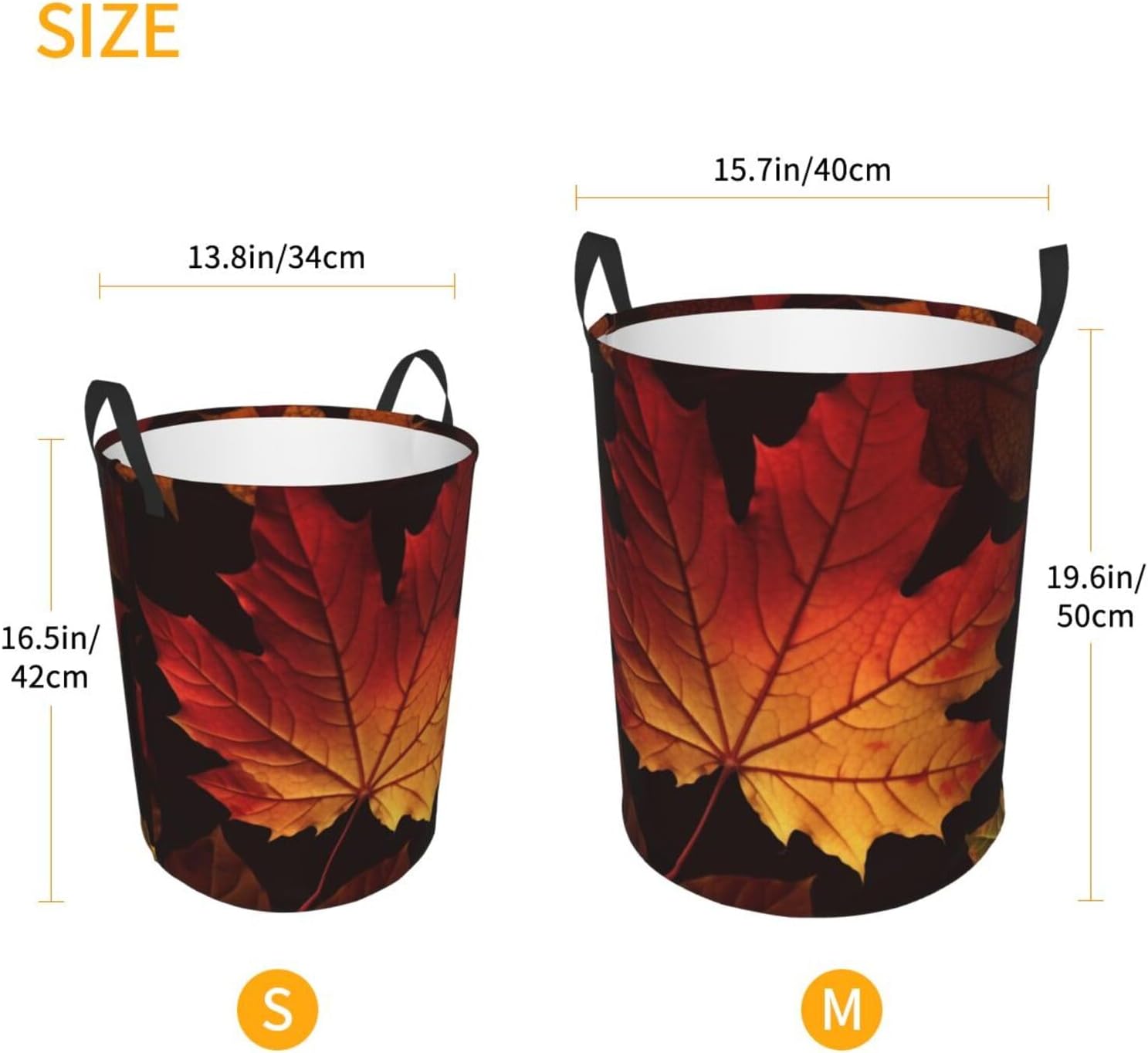 Laundry Basket Collapsible Fall Autumn Leaves Laundry Hamper Freestanding Clothes Hamper with Handles Washing Bin Foldable Clothes Hamper for Living Room, Bedroom