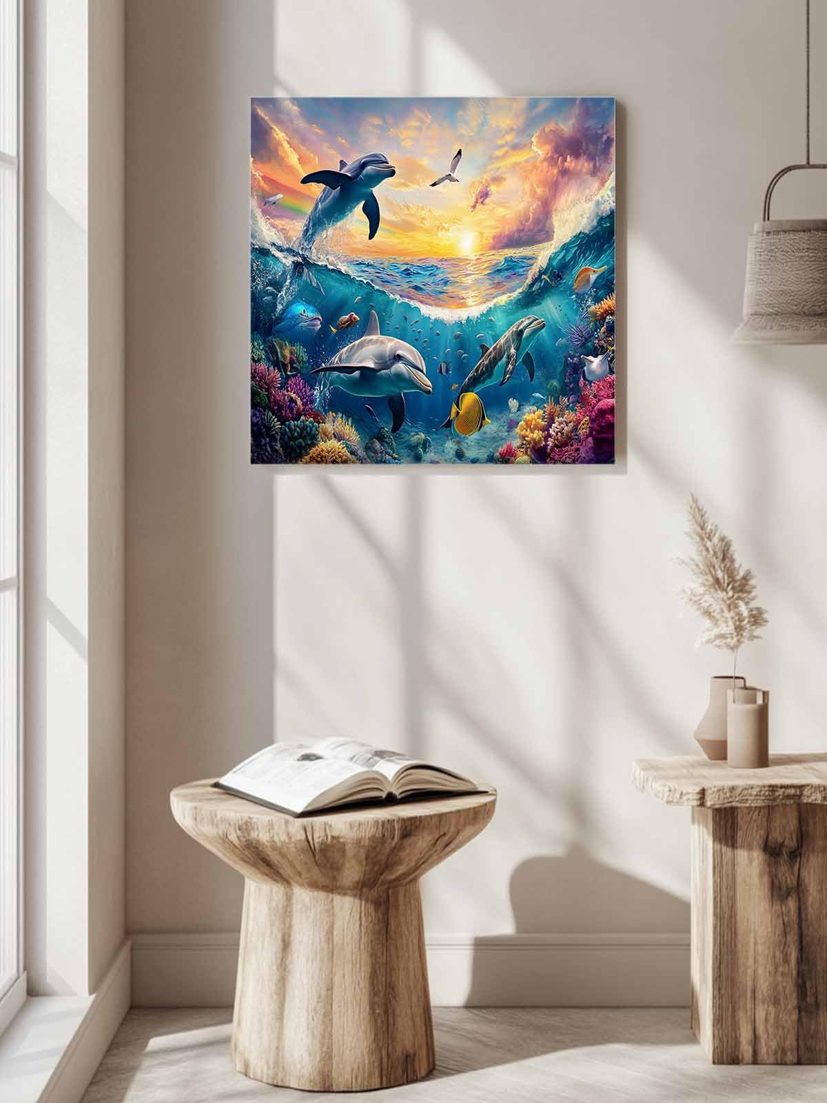 Amazon.com: Framed Canvas Wall Art Ocean Underwater World Dolphins Amazon.com: Framed Canvas Wall Art Ocean Underwater World Dolphins