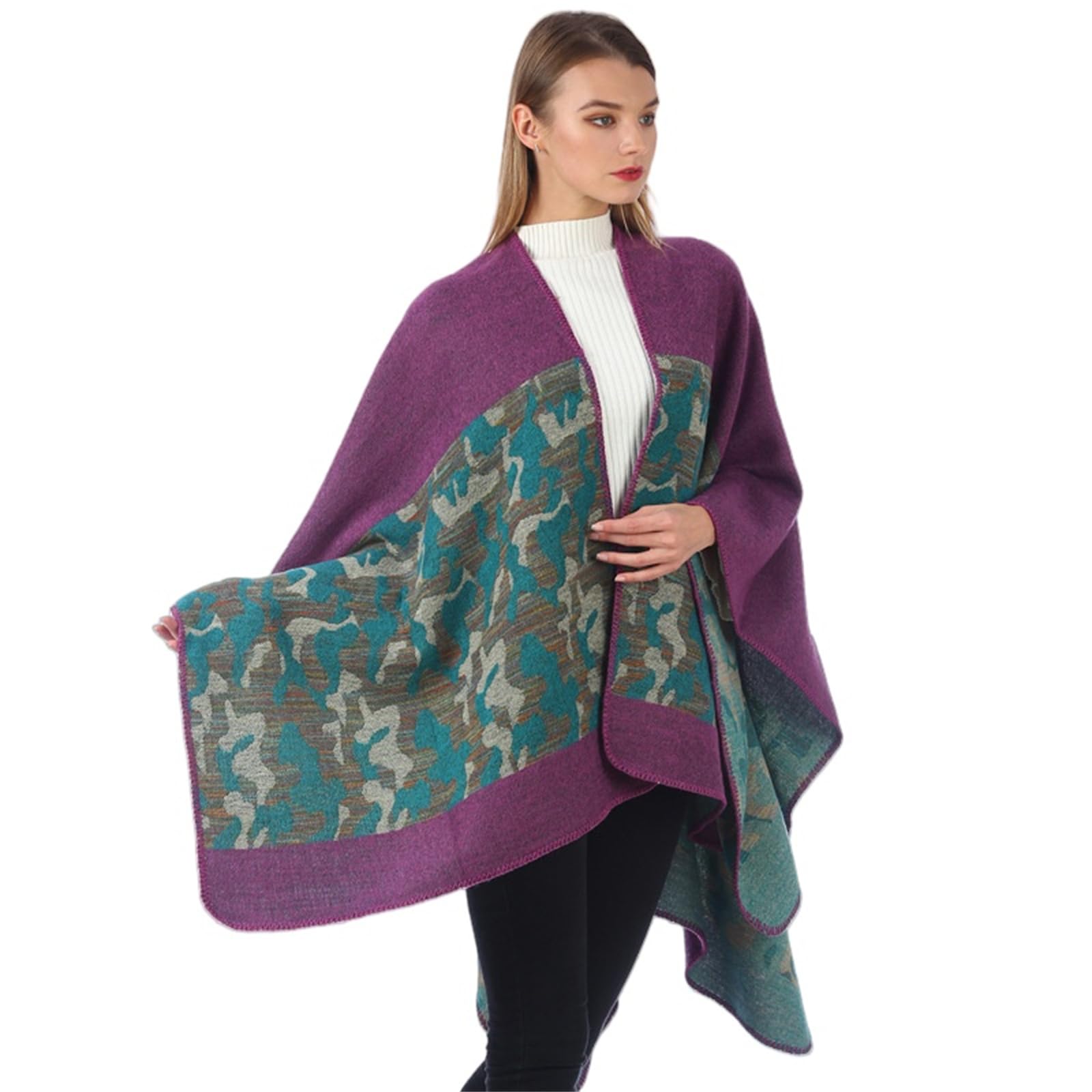 Poncho Mantella Sciamette A Maglia A Maglia A Maglia da Viaggio All'Aperto Mantellino