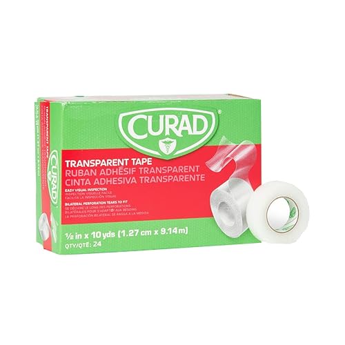 Cinta de plástico transparente Curad Tear-to-Fit, rollo de 12 pulgada x 10 yardas, caja de 24