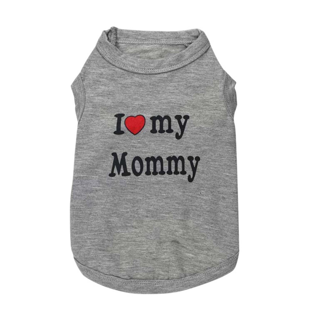 PetallPet Dog T-Shirt I Love My Daddy Mommy Vest Gift Costume Clothes for Small Puppy Cat Kitten Yorkshire Chihuahua Poodle Teacup Terrier Rabbit Baby Dogs (XS, Grey-M)