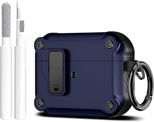 Vista 15 de Maxjoy Funda para AirPods Pro, clip de bloqueo seguro de fibra de carbono, cuerpo completo, a prueba de golpes, carcasa rígida con llavero