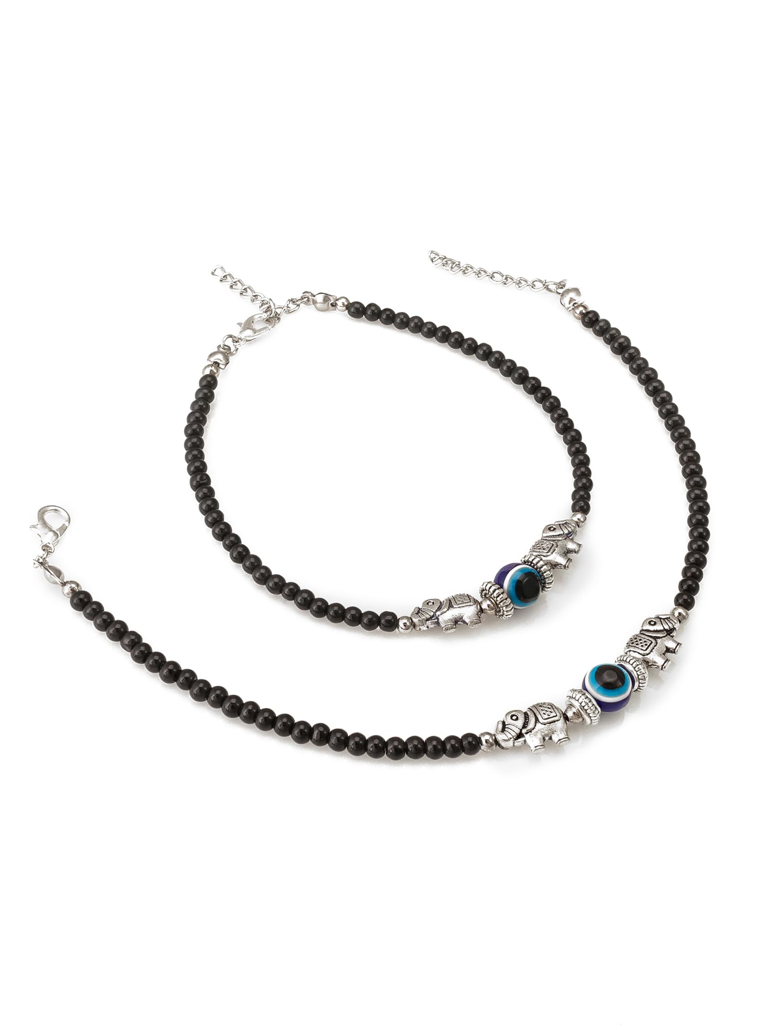 Aadita Oxidized Black Beads Evil Eye Fashion Anklet for Women and Girls Pair-image-31