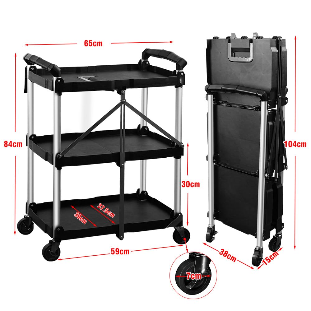 BLV Carro plegable para servir con ruedas, Mueble con ruedas, capacidad de carga de 75 kg, carrito de cocina, carrito para el hogar
