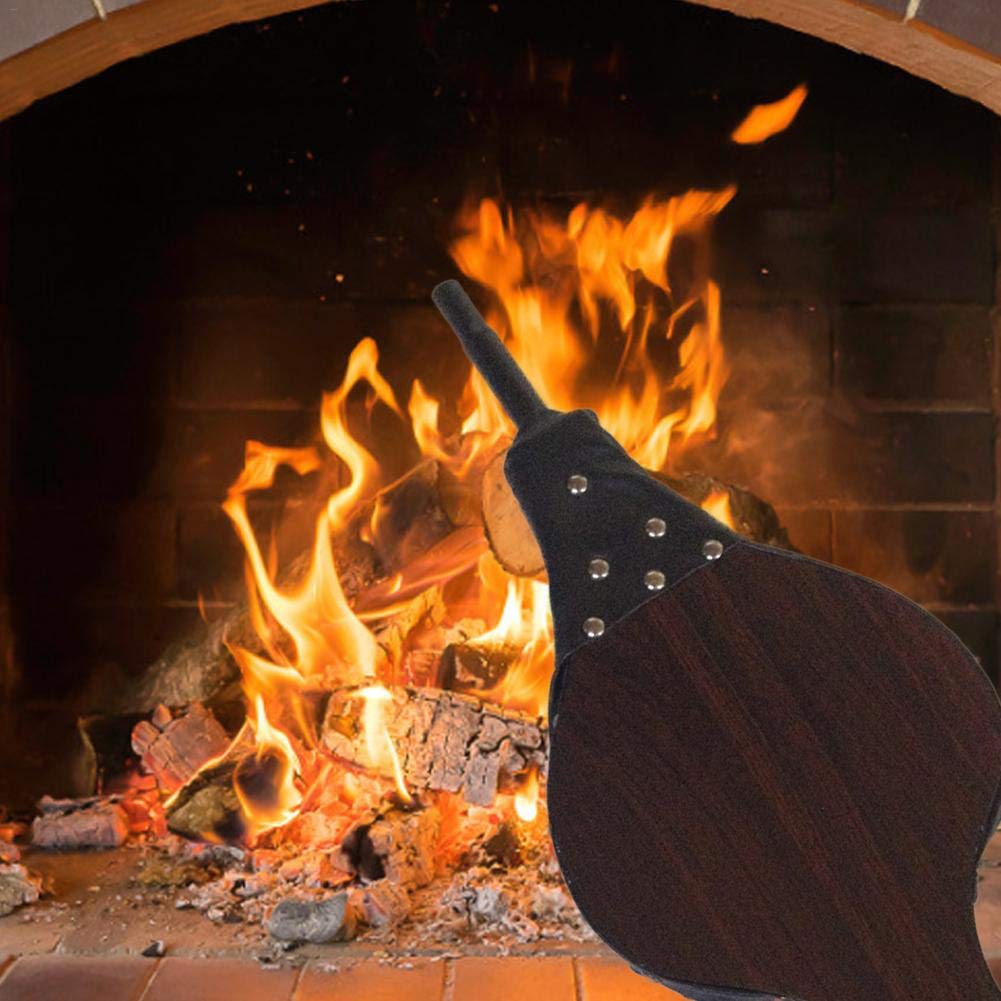 Soffietto in legno per camino, soffiatore manuale in legno, per barbecue, camino, ventilatore a mano, accessorio per camino, ventilatore per barbecue, camino, ventilatore marrone, con