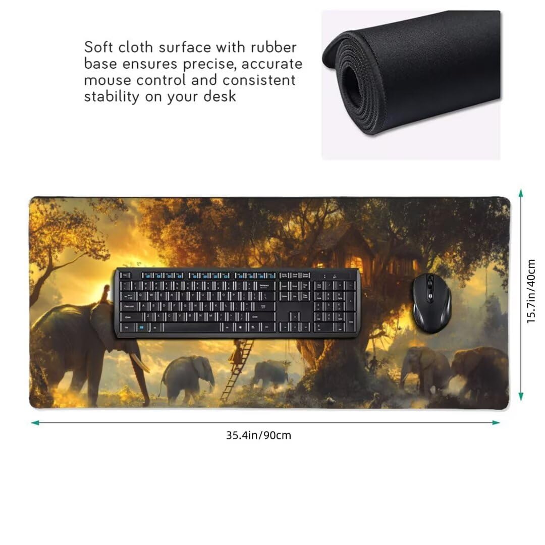 Podkładka pod mysz XXL z motywem lasu, 1200 x 600 x 3 mm, wodoodporna, podkładka pod mysz anime, XXL, podkładka pod mysz dla graczy, duża poprawa precyzji i prędkości, akcesoria do gier, dekoracja